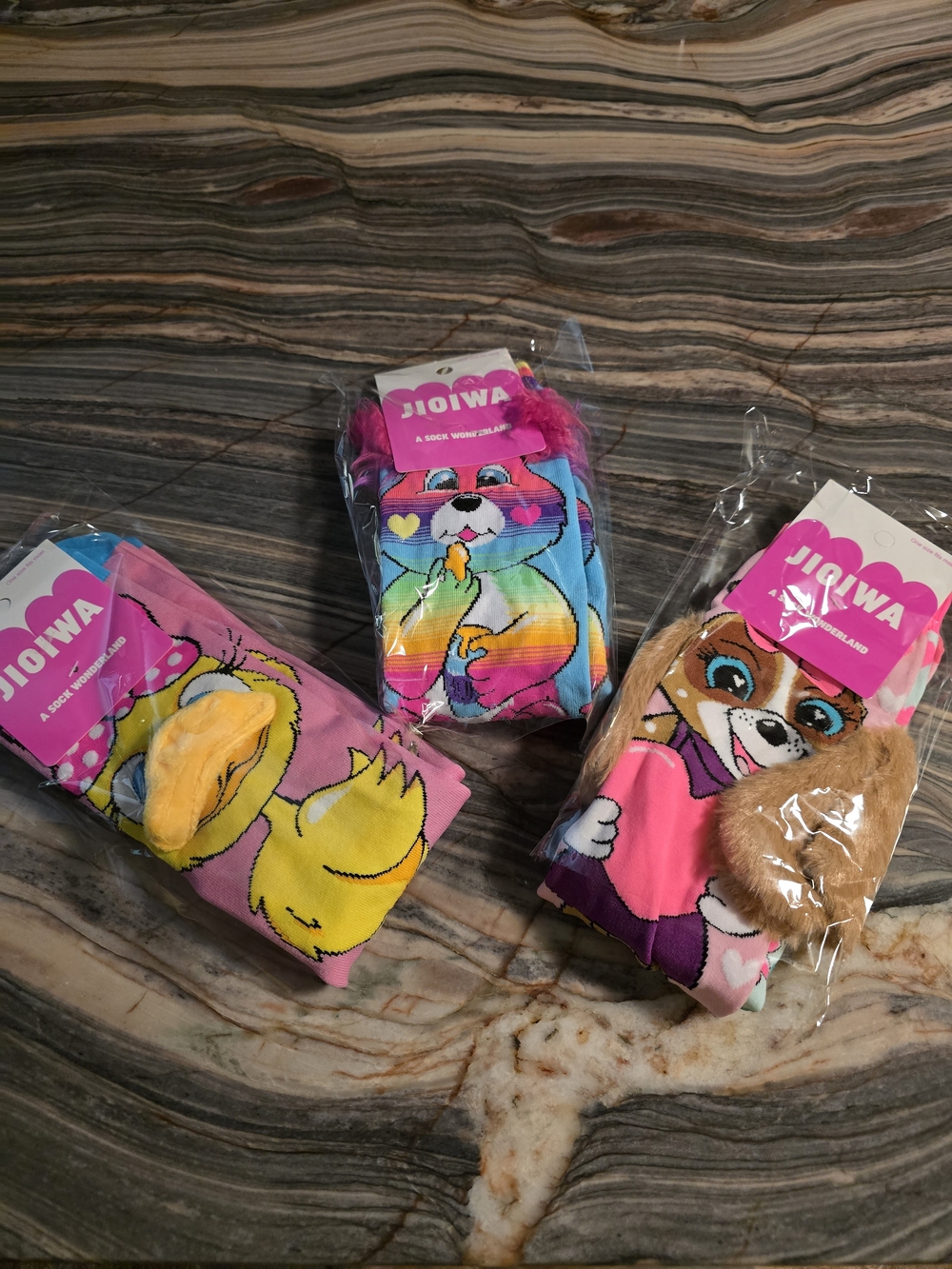 Mad Mia Kids Character Socks 3 Pair - Pink, Blue, Multicolor